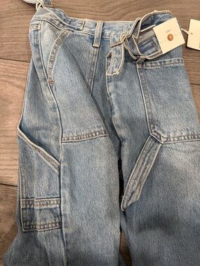 Women's Light Blue Denim Jean Shorts with Utility Pockets